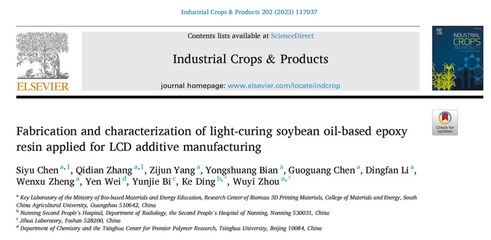 我院周武藝教授團隊在綠色生物基3D打印材料研究方面取得進展